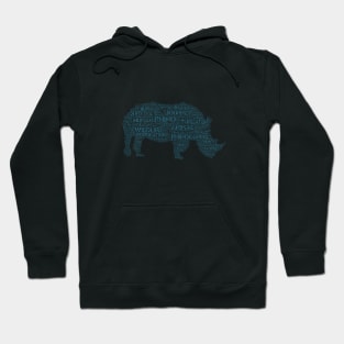 Rhinoceros Animal Wildlife Text Word Cloud Hoodie